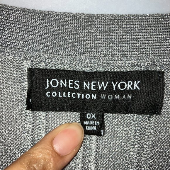 Jones New York Womens Gray Ribbed Cardigan Size OX - Picture 4 of 12